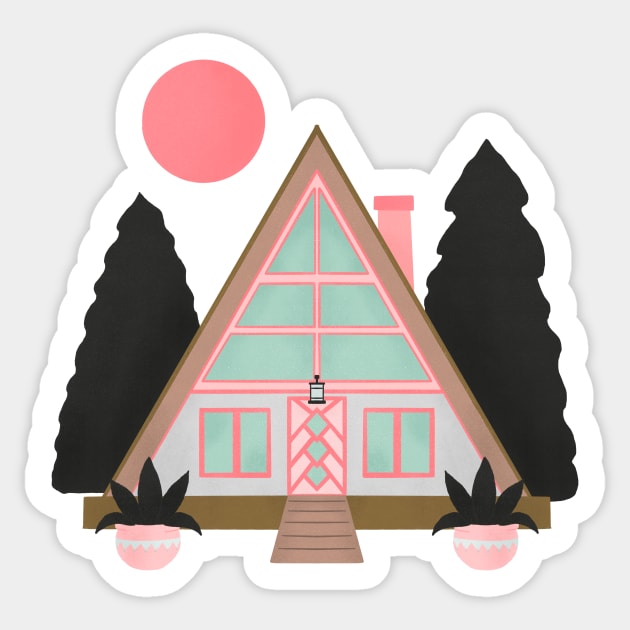 A-frame mid century modern cabin Sticker by Home Cyn Home 